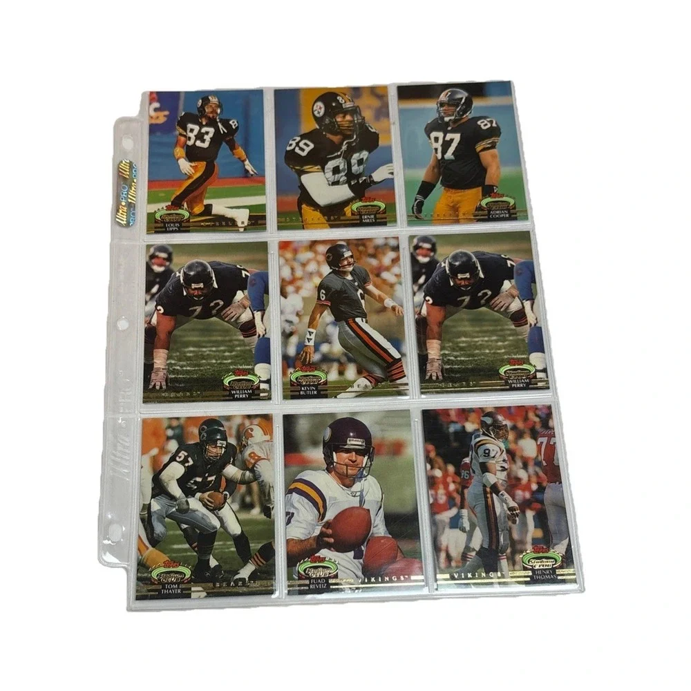 Vintage 1992 Topps Stadium Club NFL Player Cards 11 Sleeve Pages Lot 99 Cards